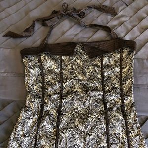 Bebe Brand, Silk Corset Style Halter Top, Sz S